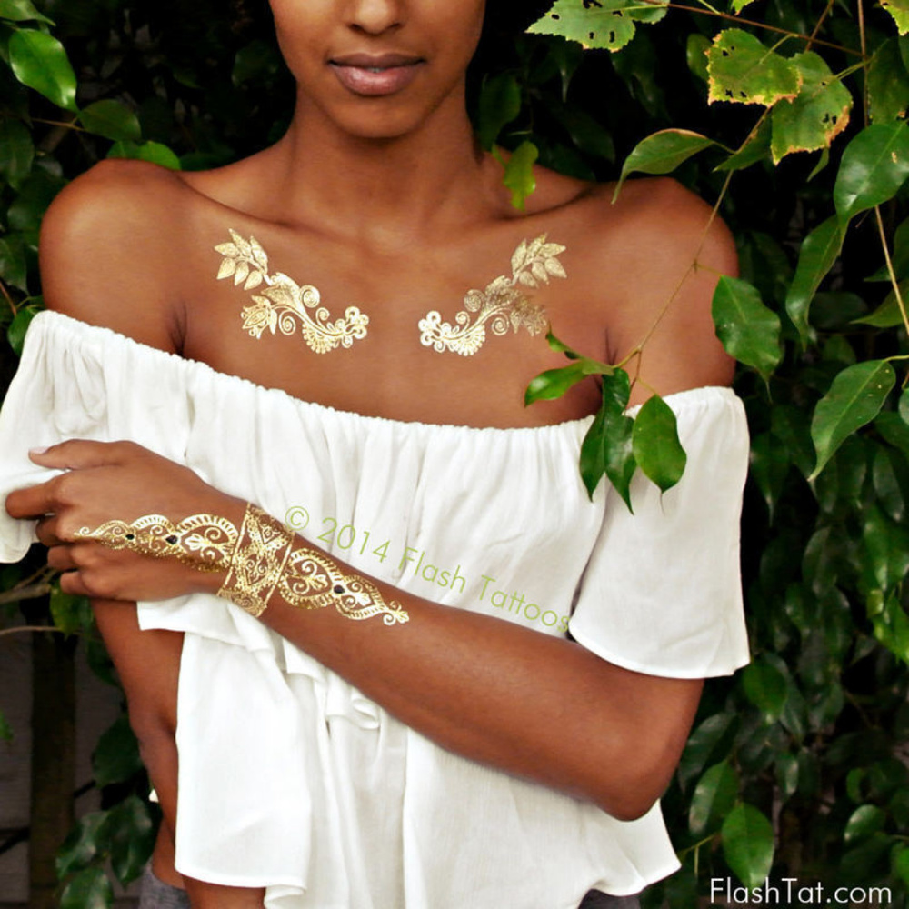 Metallic Flash Tattoos--3 packs of Body Jewellery